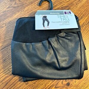 Time and Tru Maternity Faux Leather Leggings Black XXL 20 Smooth Fit Stretch